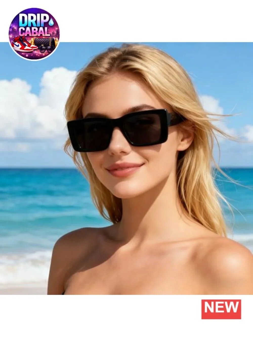 Oversized Square Sunglasses Women Retro UV Protection Plastic Frame